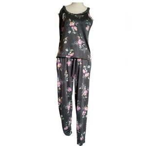 Floral Print Women's Sleepwear Set - Gray